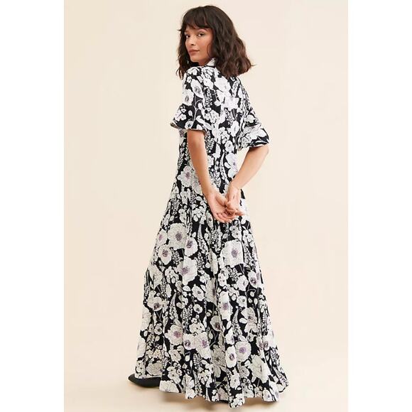NWT Anthropologie Maeve Printed Short-Sleeve Floral Maxi Shirt Dress XS - Picture 2 of 8